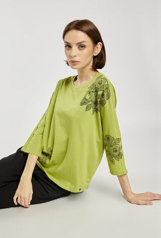 Luźny T-shirt z wzorem