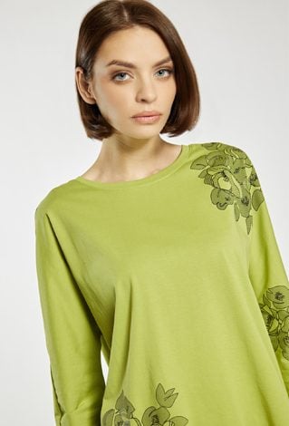 Luźny T-shirt z wzorem