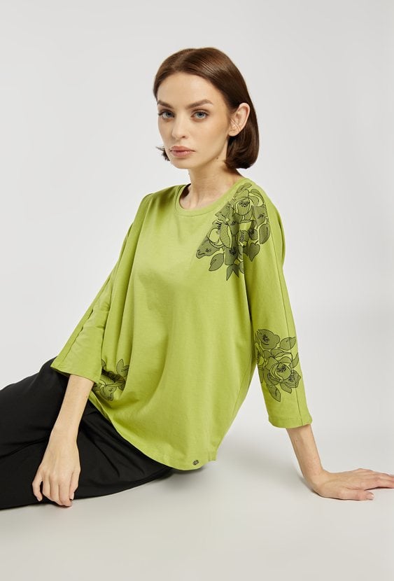 Luźny T-shirt z wzorem