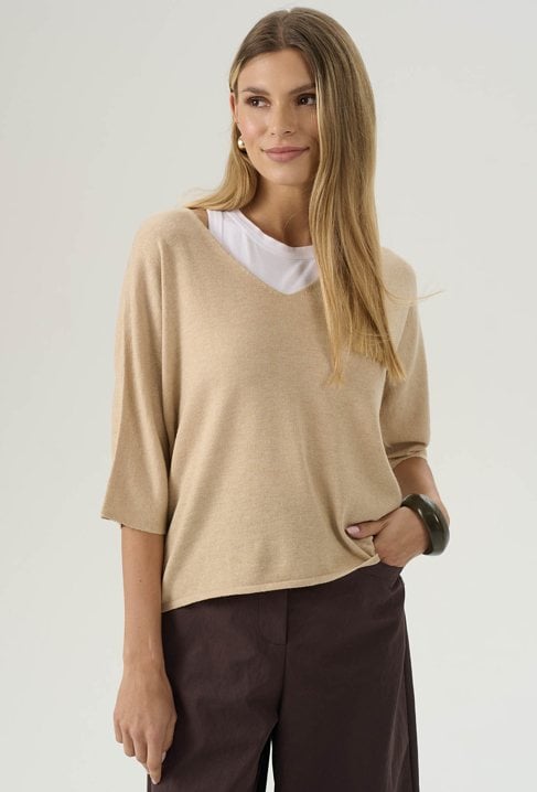 Lekki beżowy sweter z domieszką wełny
