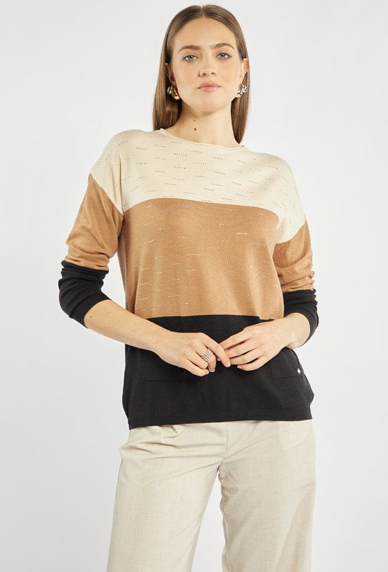 Trzykolorowy sweter damski