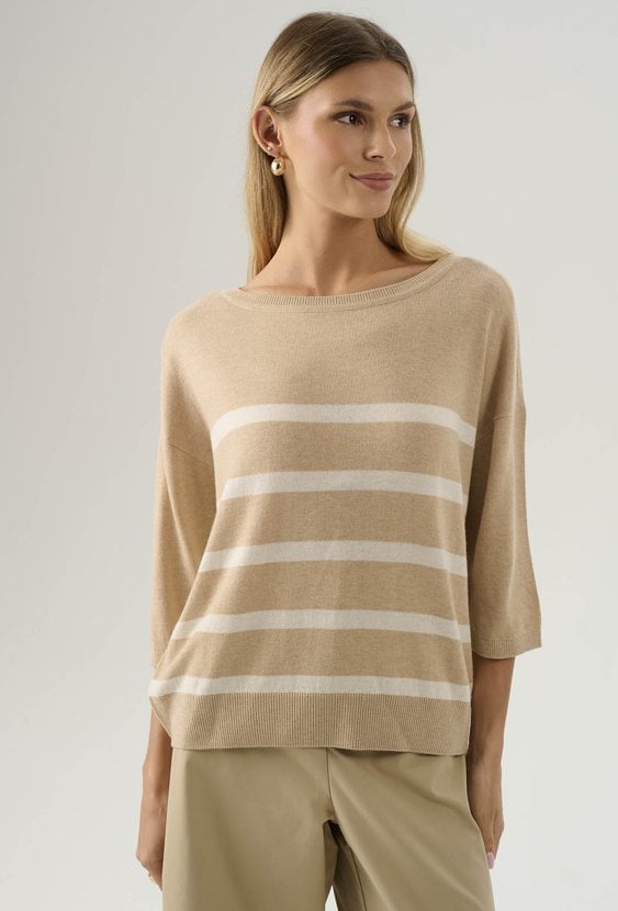 Sweter w paski z domieszką wełny