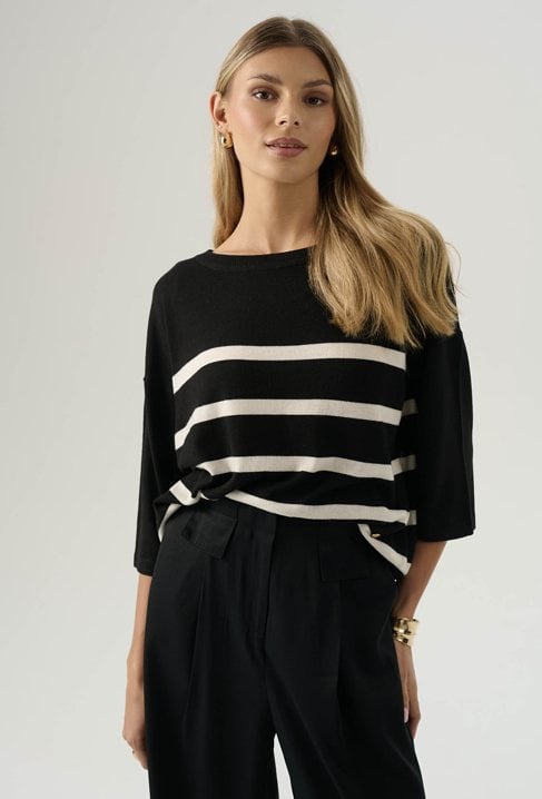 Sweter w paski z domieszką wełny