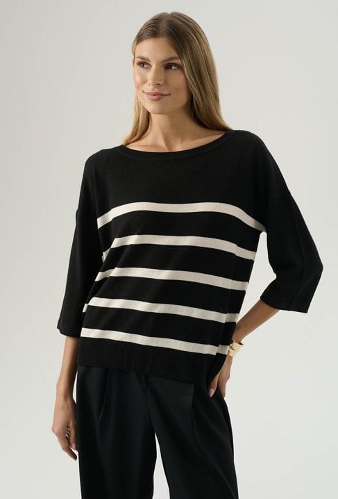 Sweter w paski z domieszką wełny