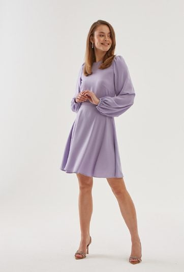 Liliowa sukienka midi