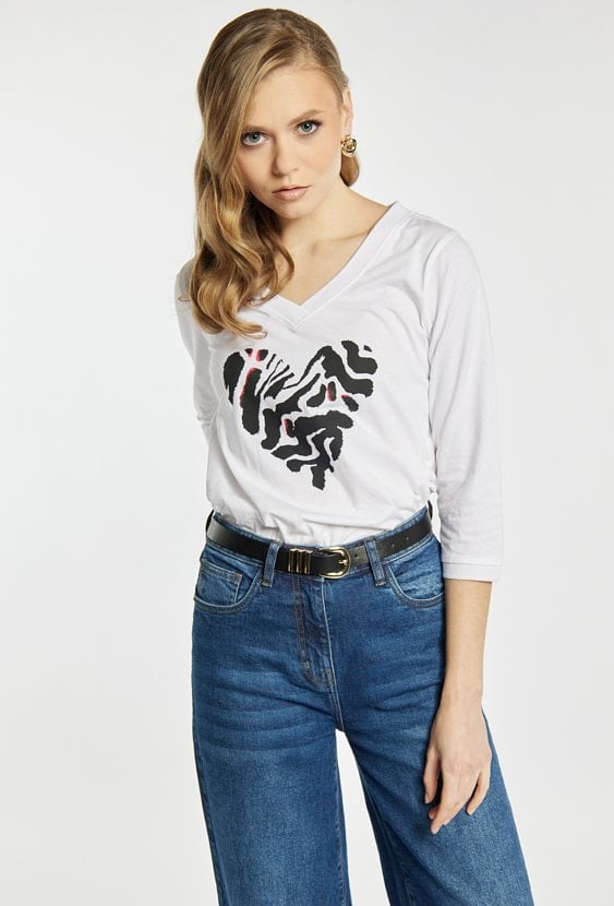 T-shirt z nadrukiem w kształcie serca