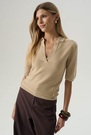 Dzianinowy sweter z kołnierzykiem z domieszką wełny