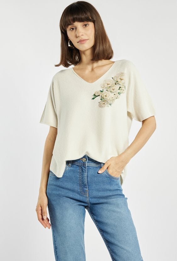 Sweter z kwiatowym nadrukiem