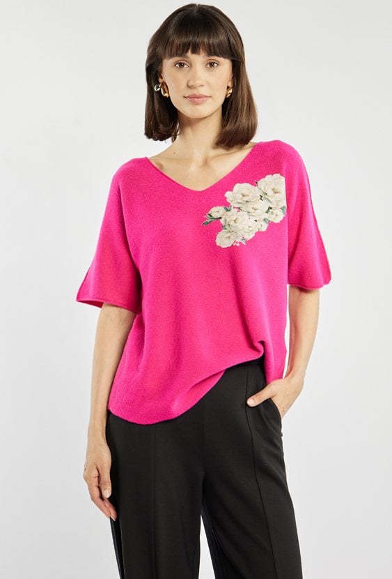 Sweter z kwiatowym nadrukiem