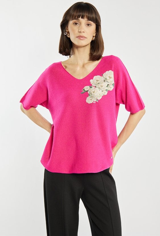 Sweter z kwiatowym nadrukiem