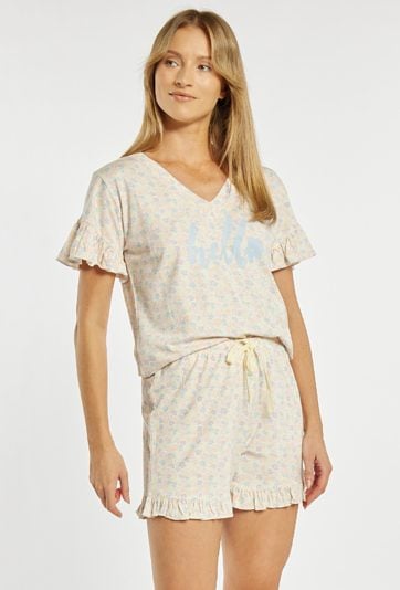 Spodenki od piżamy z falbanką