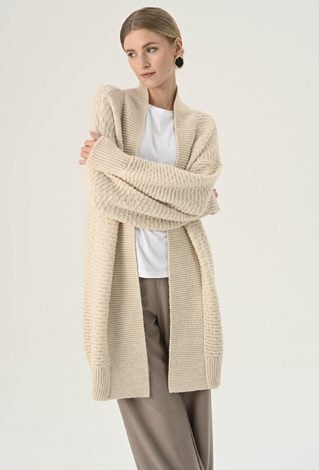 Beżowy kardigan z wełną