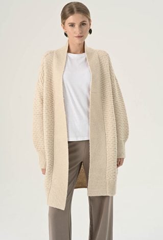 Beżowy kardigan z wełną