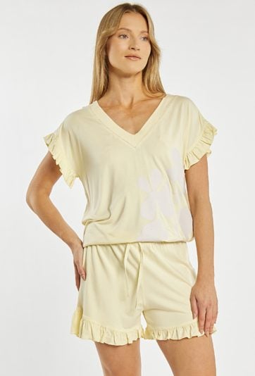 Spodenki od piżamy z falbanką