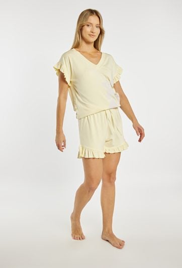 Spodenki od piżamy z falbanką