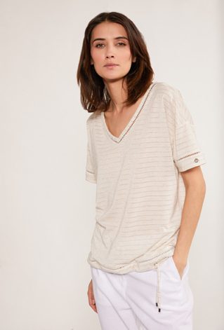 Bluzka w paski z domieszką lnu