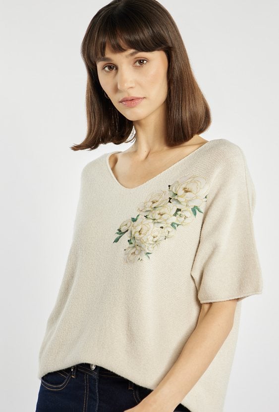 Sweter z kwiatowym nadrukiem