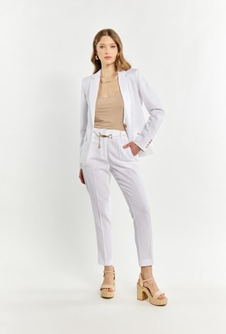 Spodnie damskie z domieszką lnu