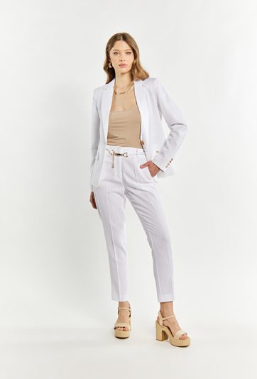 Spodnie damskie z domieszką lnu