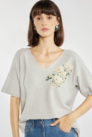 Sweter z kwiatowym nadrukiem