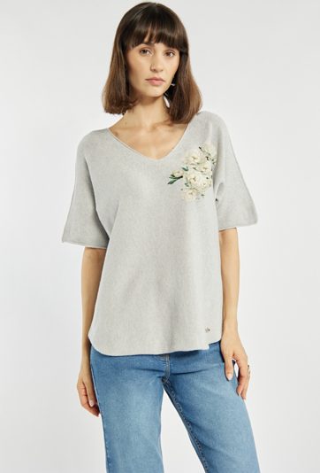 Sweter z kwiatowym nadrukiem