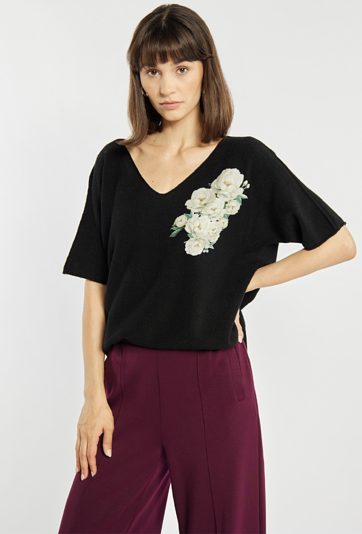 Sweter z kwiatowym nadrukiem