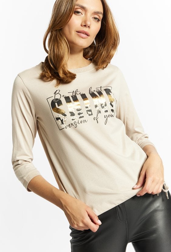 Dzianinowy t-shirt z nadrukiem