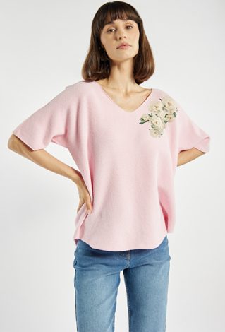 Sweter z kwiatowym nadrukiem