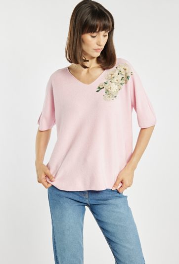 Sweter z kwiatowym nadrukiem