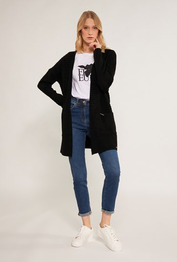 Prążkowany kardigan damski