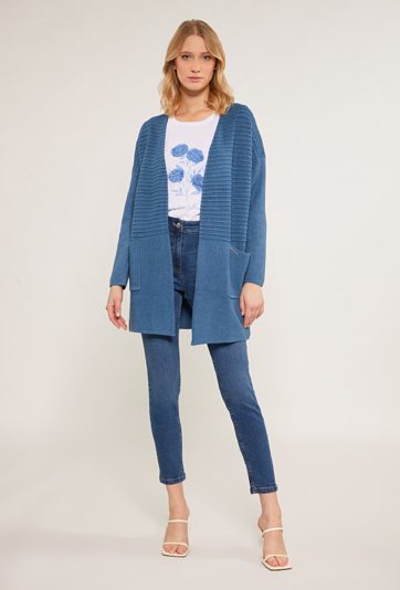 Prążkowany kardigan damski