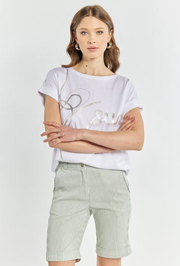 T-shirt damski z małymi dżetami