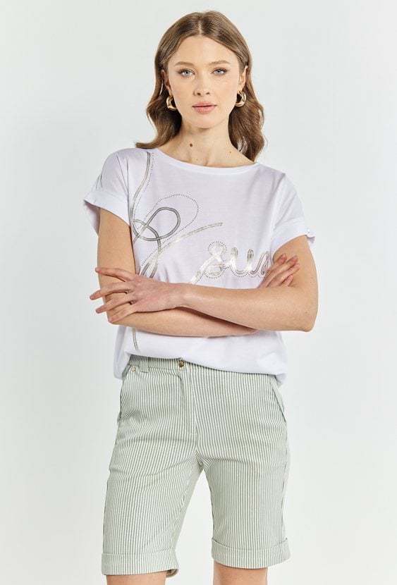 T-shirt damski z małymi dżetami