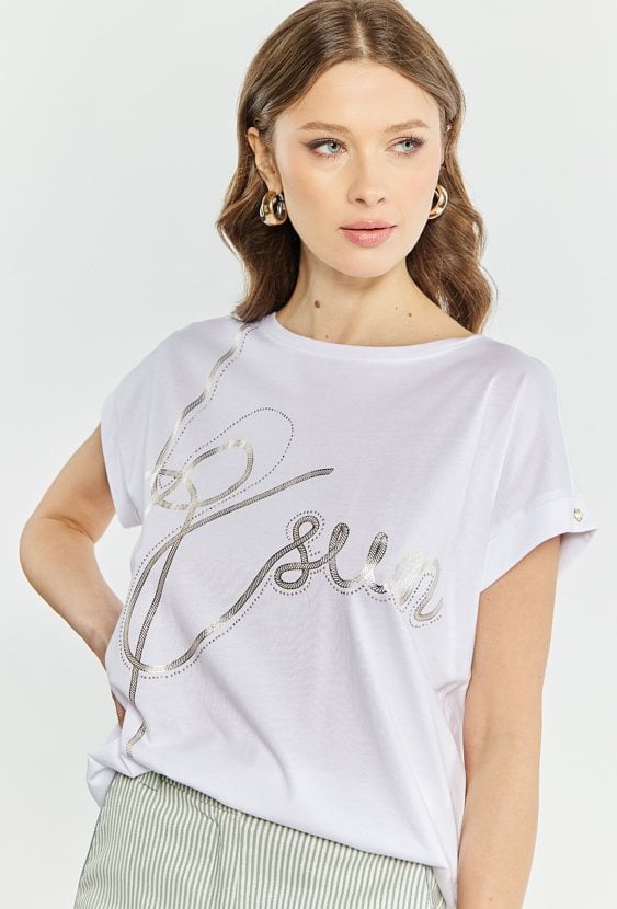 T-shirt damski z małymi dżetami