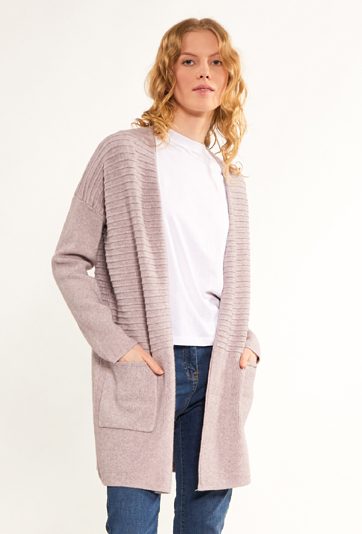 Prążkowany kardigan damski