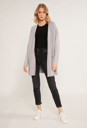 Prążkowany kardigan damski