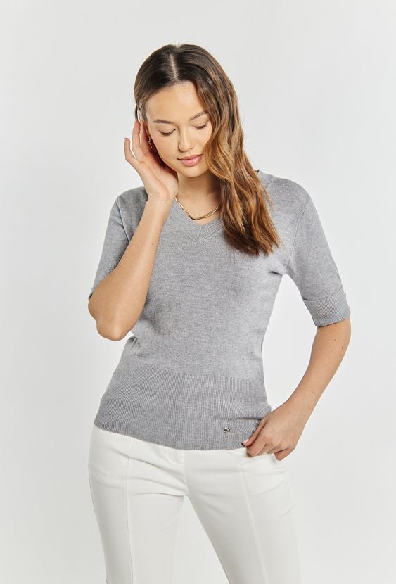 Sweter damski z połyskującym zdobieniem