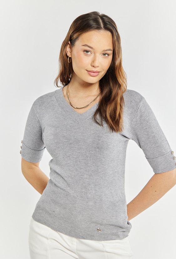 Sweter damski z połyskującym zdobieniem