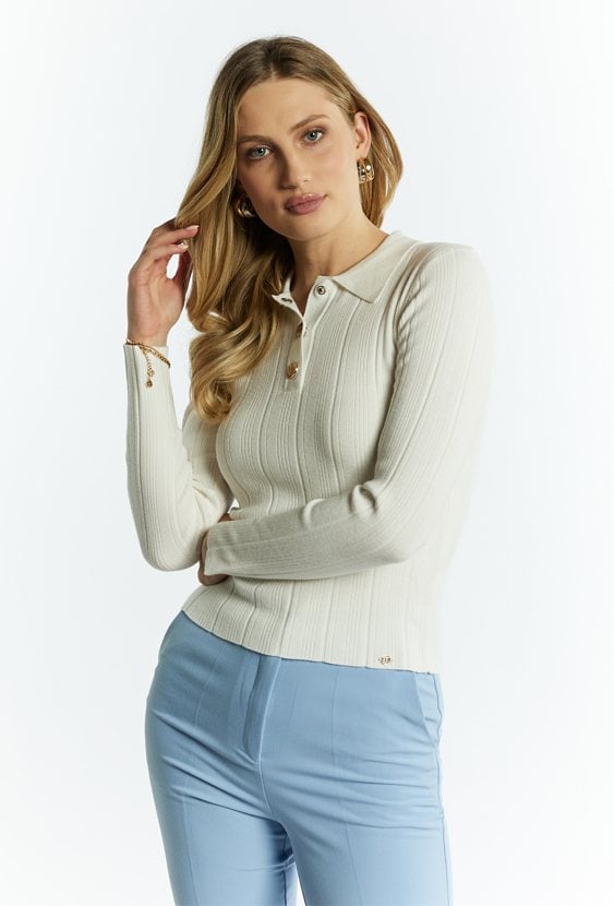 Prążkowany sweter damski