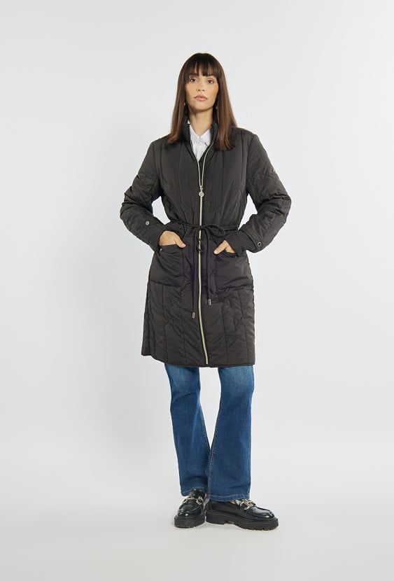 Płaszcz damski ze ściągaczem