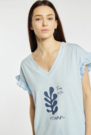 Koszulka od piżamy z falbankami