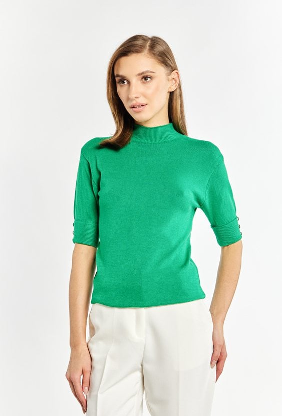 Sweter z półgolfem z krótkim rękawem