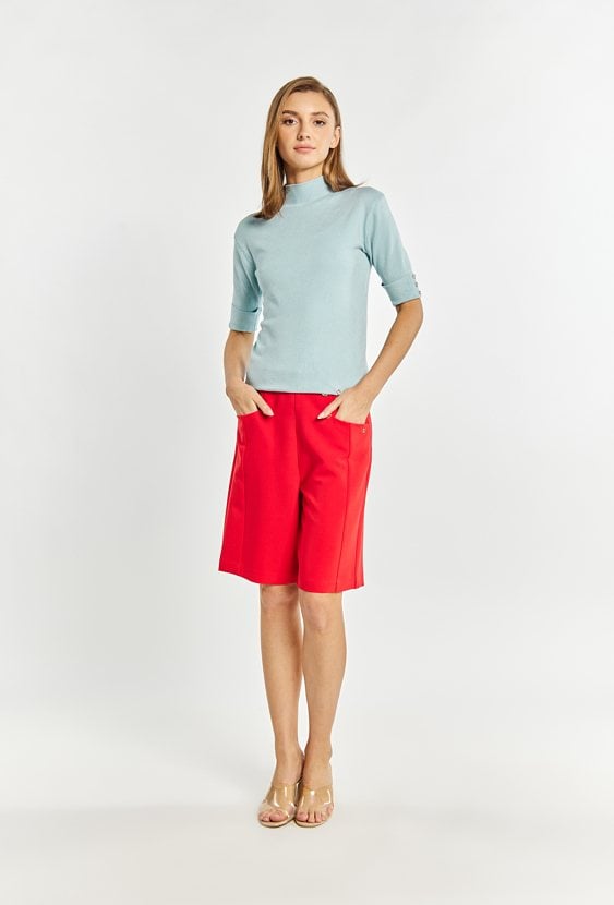 Sweter z półgolfem z krótkim rękawem