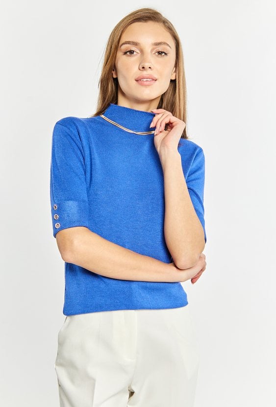 Sweter z półgolfem z krótkim rękawem