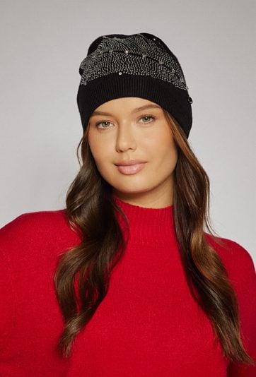 Czapka damska z drobnymi dżetami