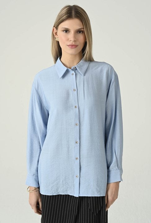 Koszula damska błękitna zapinana na guziki