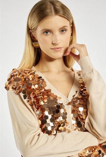 Rozpinany sweter z połyskiem