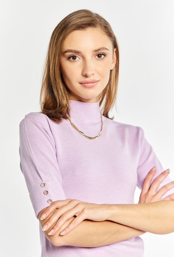 Sweter z półgolfem z krótkim rękawem