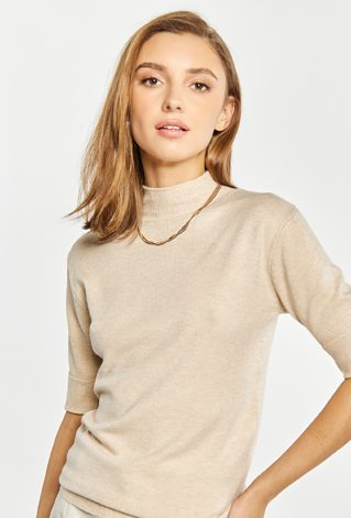 Sweter z półgolfem z krótkim rękawem