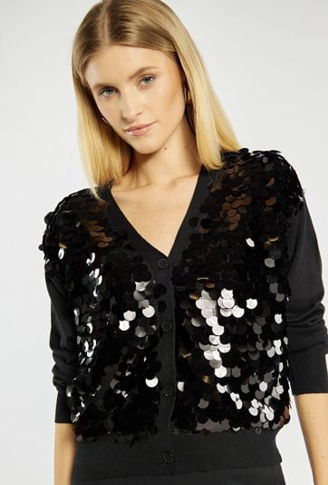 Rozpinany sweter z połyskiem